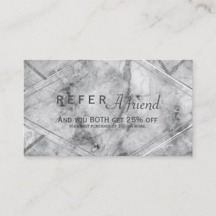 Grijs & Wit Marmer REFER A FRIEND Klantkaart Aanbevelingskaartje