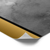 Grijs Wit Marmeren Steen/Zwart Gouden Rand Art Poster (Hoek)