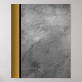 Grijs Wit Marmeren Steen/Zwart Gouden Rand Art Poster
