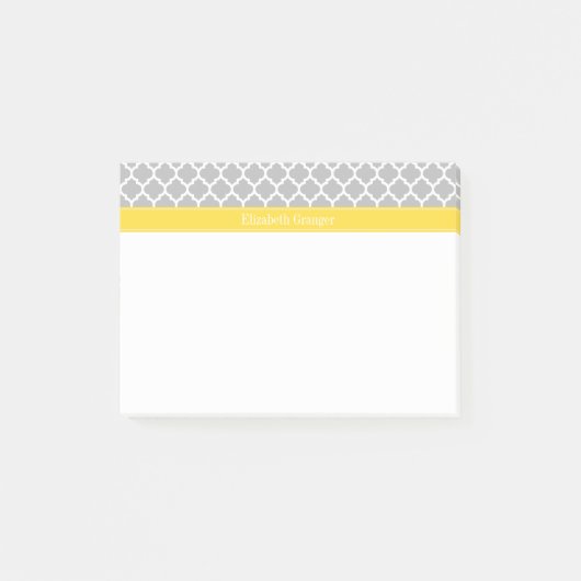 Grijs Wit Marokkaans #5 Ananas Naam Initiaalmonogr Post-it® Notes (Voorkant)