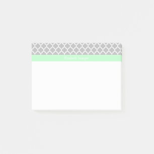 Grijs Wit Marokkaans #5 Mint Naam Monogram Post-it® Notes