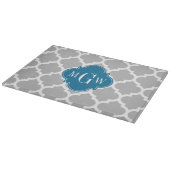 Grijs wit Marokkaans #5 Peacock 3 Initiaal monogra Snijplank (Hoek)