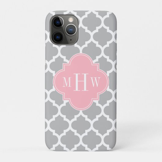 Grijs wit Marokkaans #5 Roze 3 Initiaal monogram Case-Mate iPhone Case (Achterkant)