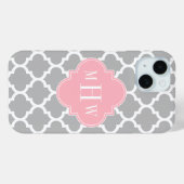 Grijs wit Marokkaans #5 Roze 3 Initiaal monogram Case-Mate iPhone Case (Achterkant (horizontaal))