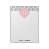 Grijs wit Marokkaans #5 Roze 3 Initiaal monogram Notitieblok (Linkerzijde)