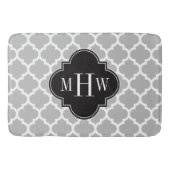 Grijs wit Marokkaans #5 Zwart 3 Initiaal monogram Badmat (Voorkant)