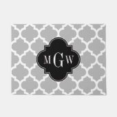 Grijs wit Marokkaans #5 Zwart 3 Initiaal monogram Deurmat (Voorkant)