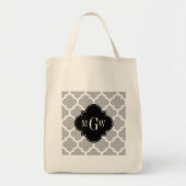 Grijs wit Marokkaans #5 Zwart 3 Initiaal monogram Tote Bag (Voorkant)