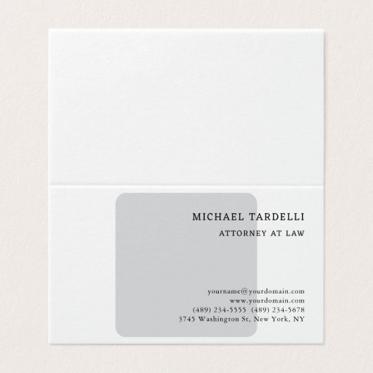 Grijs Wit Minimalistische Klassieke Professional Visitekaartje (Buitenkant ongevouwen)