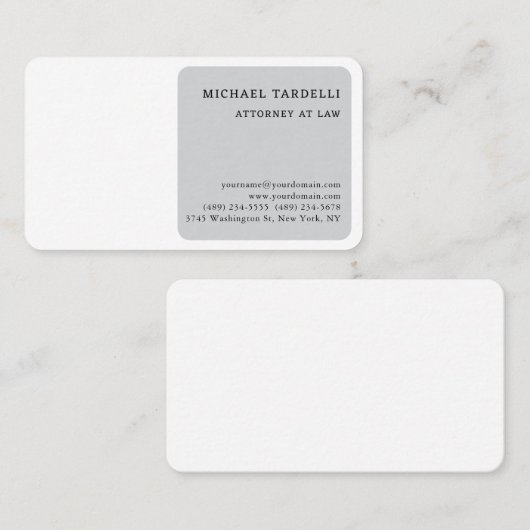 Grijs Wit Minimalistische Klassieke Professional Visitekaartje (Voorkant / Achterkant)