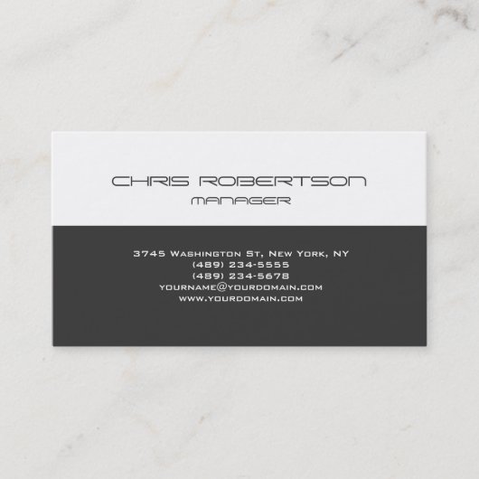 Grijs Wit Modern Eenvoudig Duidelijk Visitekaartje (Voorkant)