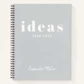 Grijs & Wit Modern gepersonaliseerd schetsboek Notitieboek (Voorkant)