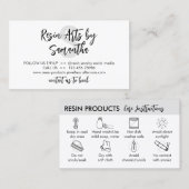 Grijs Wit Modern Hars Product Care Instructies Visitekaartje (Voorkant / Achterkant)