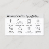 Grijs Wit Modern Hars Product Care Instructies Visitekaartje (Achterkant)