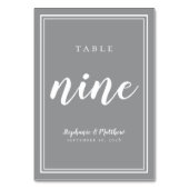 Grijs Wit Moderne Huwelijkstafel Nummer Negen Kaart (Achterkant)