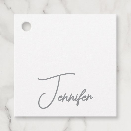 Grijs Wit Moderne Minimalistische Handschrift Naam Bedankjes Labels (Voorkant)