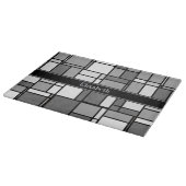 Grijs Wit Mondriaan Stijl Zwart Lint Monogram Snijplank (Hoek)