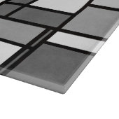 Grijs Wit Mondriaan Stijl Zwart Lint Monogram Snijplank (Hoek)