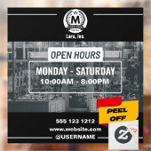 Grijs Wit Monochrome Eenvoudige Open Uren Store Raamsticker