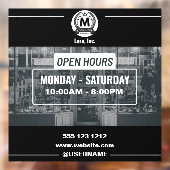 Grijs Wit Monochroom Eenvoudig Open Uren Winkel  Raamsticker (Vel 2)
