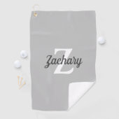 Grijs Wit Monogram Persoonlijk Golfhanddoek (Insitu)
