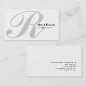 Grijs wit monogram stijlvol Visitekaartje (Voorkant / Achterkant)