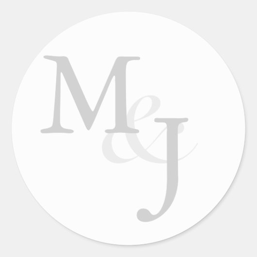 Grijs & Wit Monogrammed Huwelijksenvelop Afdichtin Ronde Sticker (Voorkant)