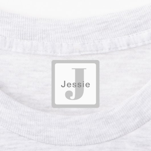 Grijs & Wit | Naam & Monogram Waterdicht Labels (Aangebracht)