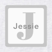 Grijs & Wit | Naam & Monogram Waterdicht Labels (Design 1)