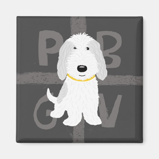 Grijs & Wit PBGV Magneet (Voorkant)