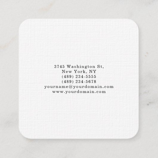 Grijs Wit Professioneel Stijlvol Trendy Minimalist Vierkante Visitekaartje (Achterkant)