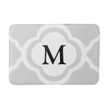 Grijs & Wit Quatrefoil Patroon met Monogram