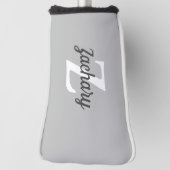 Grijs Wit Retro Monogram Persoonlijk Golfheadcover (Draai 90)