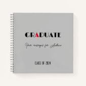 Grijs wit rood script afstuderen naam notitieboek (Voorkant)