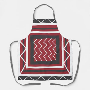 Grijs Wit Rood Vierkant Chevron Streep Keuken Schort