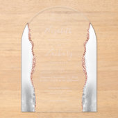 Grijs Wit Rose Goud Agaat Bord Roze Boog Wedding Acryl Uitnodigingen (Voorkant)