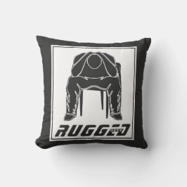 grijs wit Rugged Man Holding Head | Man voor denki Kussen