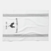 Grijs & Wit Rustisch Aangepast Boerderij Naam Theedoek (Horizontaal)