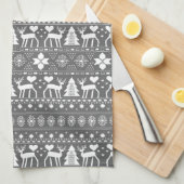 Grijs & Wit Scandinavische winter Kerstmis Theedoek (Quarter Fold)