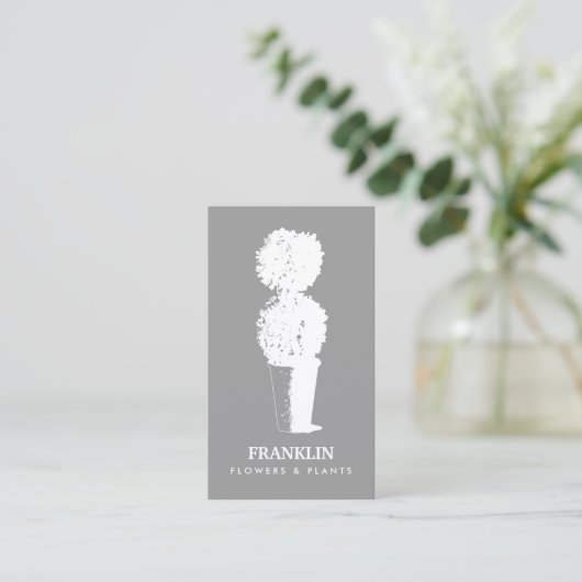 GRIJS & WIT SCHADUWRIJK TOPIAIR LOGO VISITEKAARTJE (Staand voorkant)