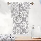 Grijs & Wit Seashell Bad Handdoek