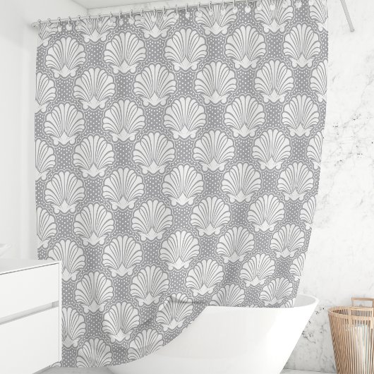 Grijs & Wit Seashell Douchegordijn