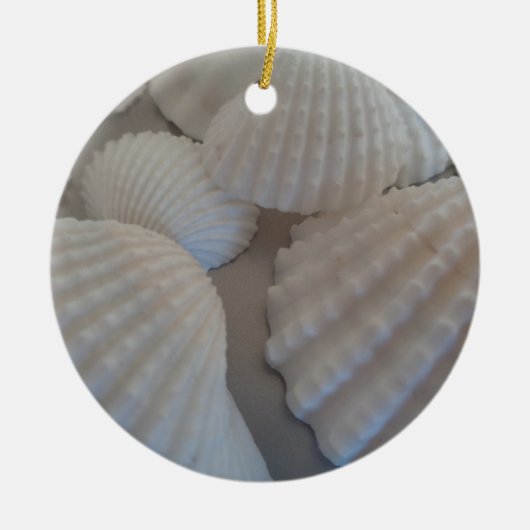 Grijs Wit, Seashells, Zee Shell Summer Beach Love Keramisch Ornament (Voorkant)