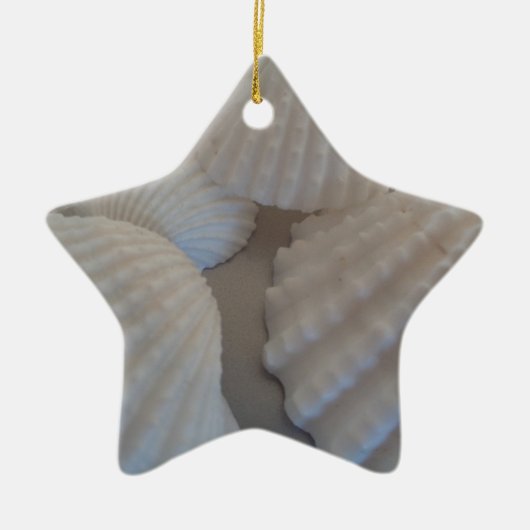 Grijs Wit, Seashells, Zee Shell Summer Beach Love Keramisch Ornament (Voorkant)
