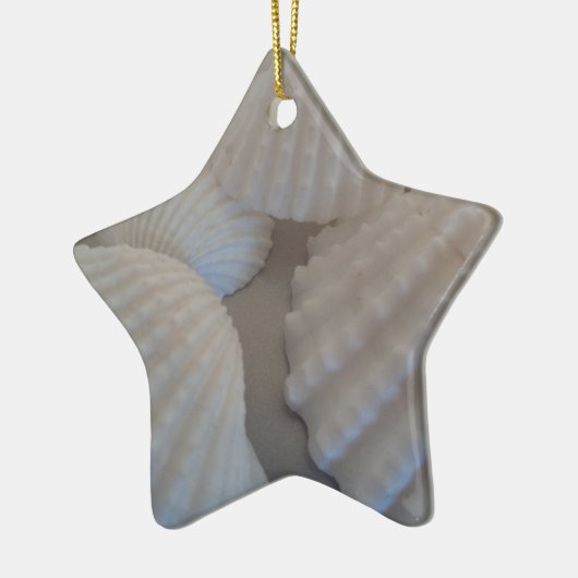 Grijs Wit, Seashells, Zee Shell Summer Beach Love Keramisch Ornament (Links)