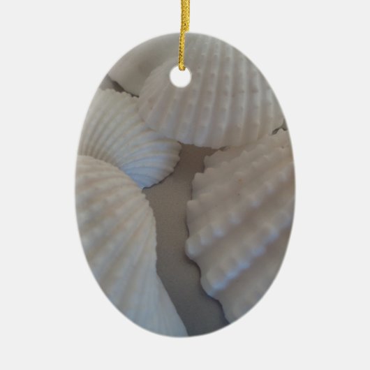 Grijs Wit, Seashells, Zee Shell Summer Beach Love Keramisch Ornament (Voorkant)