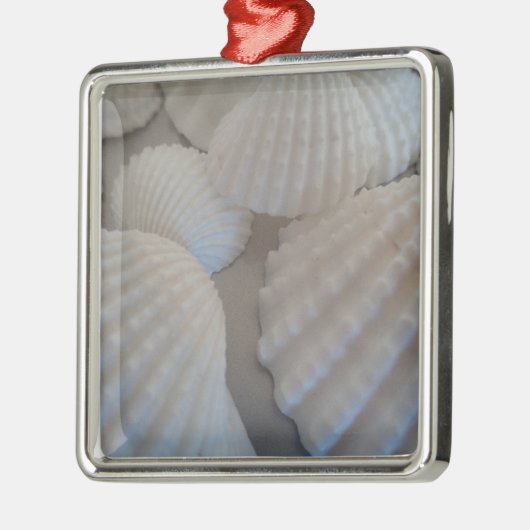 Grijs Wit, Seashells, Zee Shell Summer Beach Love Metalen Ornament (Links)