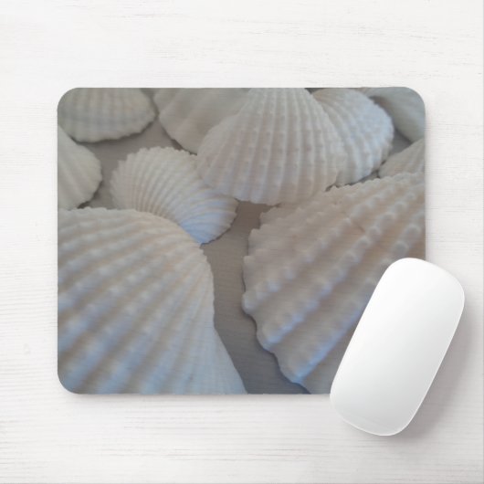 Grijs Wit, Seashells, Zee Shell Summer Beach Love Muismat (Met muis)