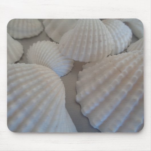 Grijs Wit, Seashells, Zee Shell Summer Beach Love Muismat (Voorkant)