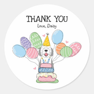 Grijs & Wit Sheepadoodle Favor Tags Sticker